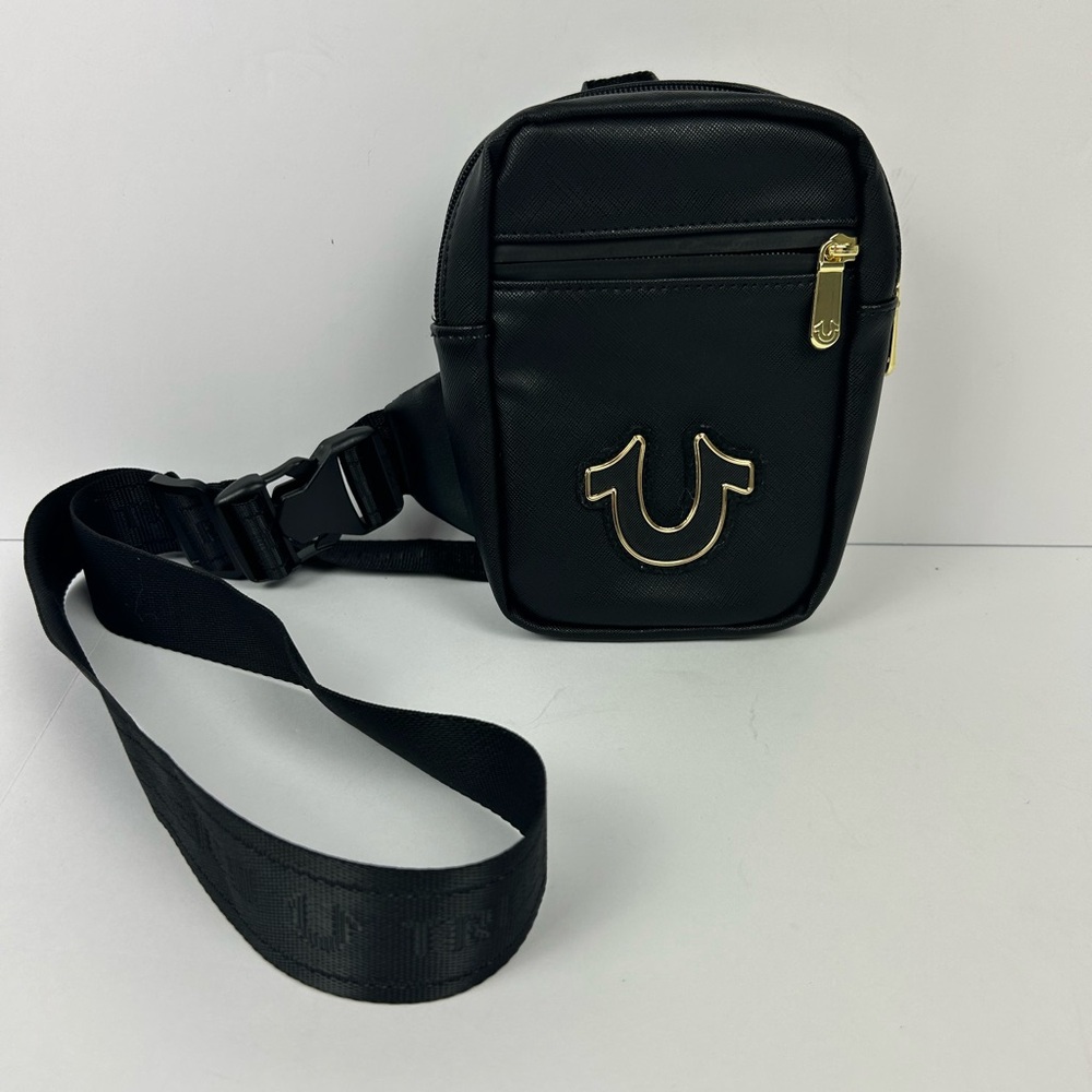 True Religion Tario harness messenger bag, a sleek black crossbody